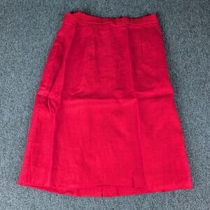 Steven Stolman Skirt size 12 Red 100% Linen Midi Pencil High Waisted Made in USA